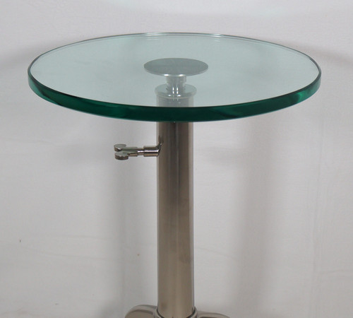 Telescopic pedestal table in chrome metal from the 70s
