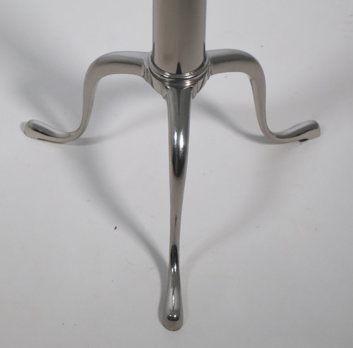 Telescopic pedestal table in chrome metal from the 70s