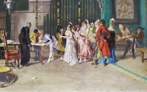 Watercolor Engraving Wedding After Fortuny 19th