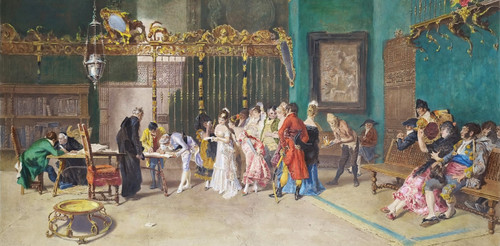 Watercolor Engraving Wedding After Fortuny 19th
