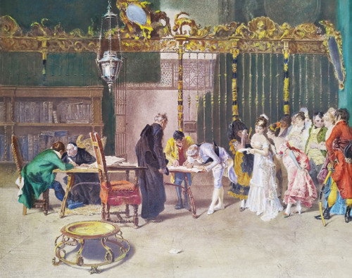 Watercolor Engraving Wedding After Fortuny 19th