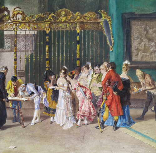 Watercolor Engraving Wedding After Fortuny 19th