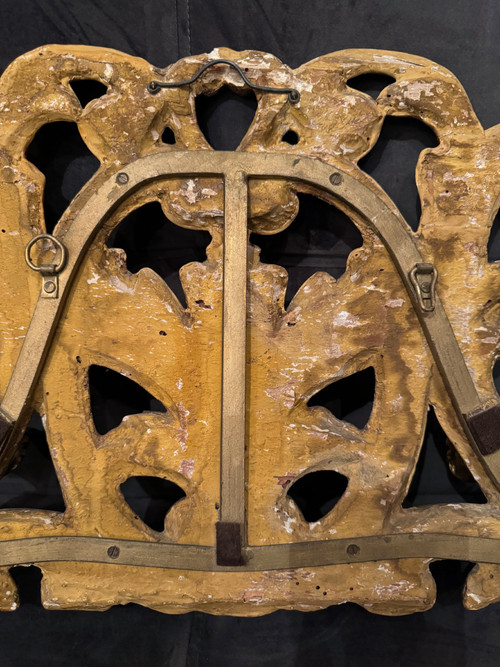 Rare porte-manteau en bois doré, Italie, 19e s.