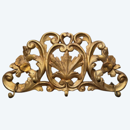 Rare porte-manteau en bois doré, Italie, 19e s.