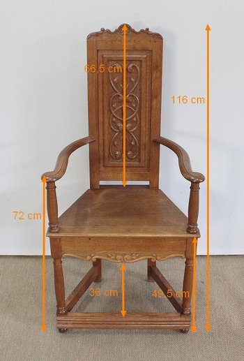  Paire de Fauteuils dits 'Caquetoires' en Chêne Blond, style Renaissance - Fin XIXe 