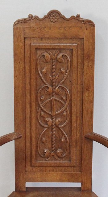  Paire de Fauteuils dits 'Caquetoires' en Chêne Blond, style Renaissance - Fin XIXe 