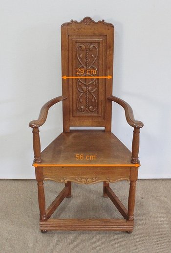  Paire de Fauteuils dits 'Caquetoires' en Chêne Blond, style Renaissance - Fin XIXe 