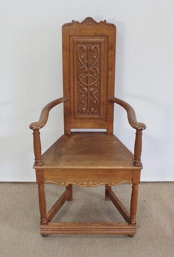  Paire de Fauteuils dits 'Caquetoires' en Chêne Blond, style Renaissance - Fin XIXe 