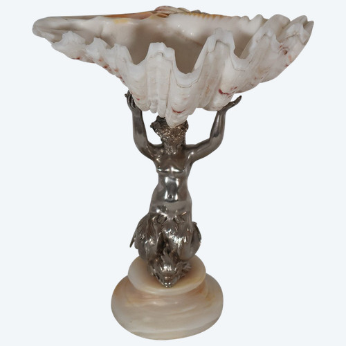 Nereid Stoup With Tridacna Shell 19th Century 
