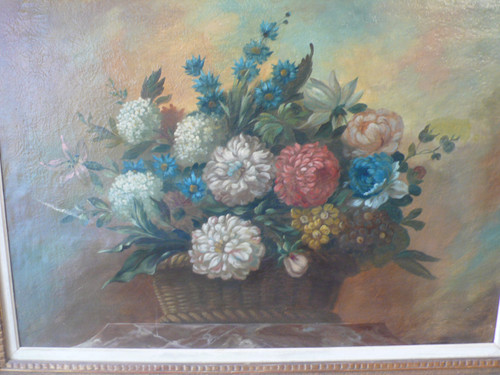Tableau représentant des fleurs d’époque XIXème siècle.