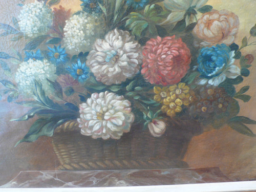 Tableau représentant des fleurs d’époque XIXème siècle.