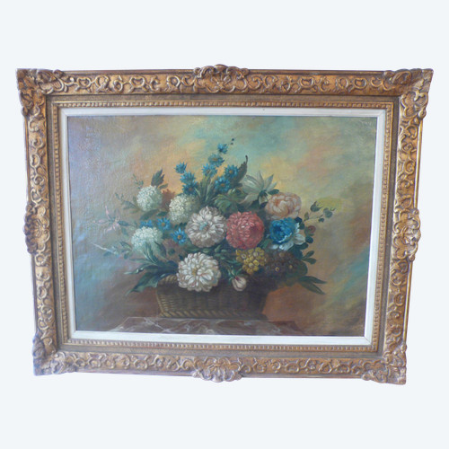 Tableau représentant des fleurs d’époque XIXème siècle.
