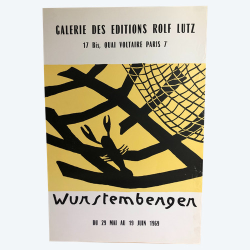 Affiche Wurstemberger Galerie des éditions Rolf Lutz Paris 1969