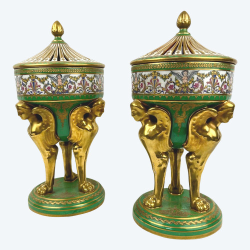 Pair of incense burners, 19th century
