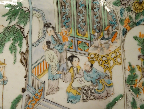 Terrine Couverte Porcelaine Chine Famille Verte Personnages Paysages XVIIIè