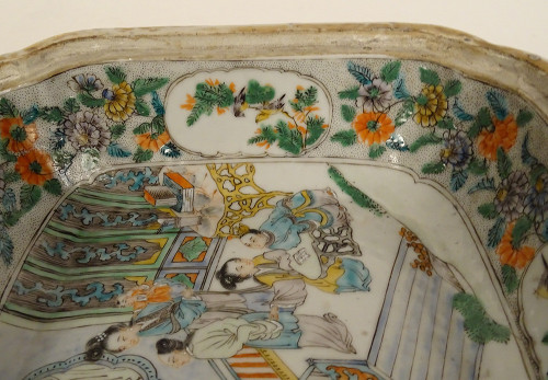 Terrine Couverte Porcelaine Chine Famille Verte Personnages Paysages XVIIIè