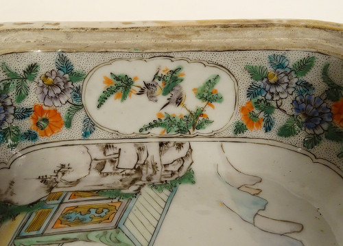Terrine Couverte Porcelaine Chine Famille Verte Personnages Paysages XVIIIè