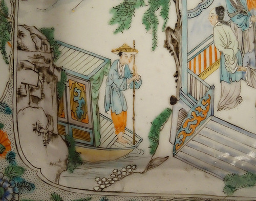 Terrine Couverte Porcelaine Chine Famille Verte Personnages Paysages XVIIIè