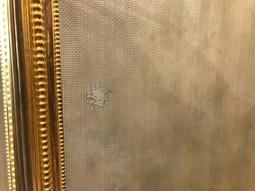 Pare feu de cheminée ancien en laiton doré d'époque 19 ème de style Louis XVI 