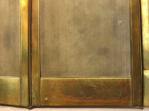 Pare feu de cheminée ancien en laiton doré d'époque 19 ème de style Louis XVI 