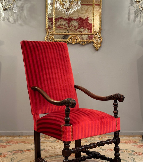 Fauteuil En Noyer d'Epoque Louis XIV XVIIème Siecle