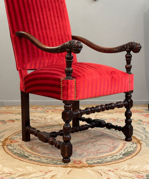 Fauteuil En Noyer d'Epoque Louis XIV XVIIème Siecle