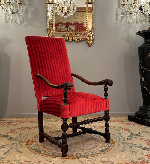 Fauteuil En Noyer d'Epoque Louis XIV XVIIème Siecle