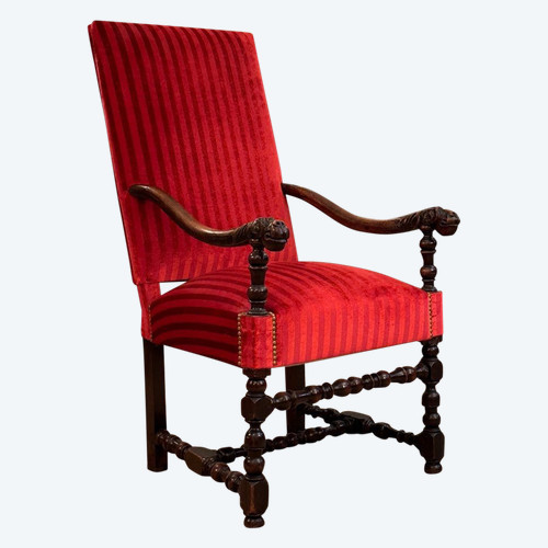 Fauteuil En Noyer d'Epoque Louis XIV XVIIème Siecle