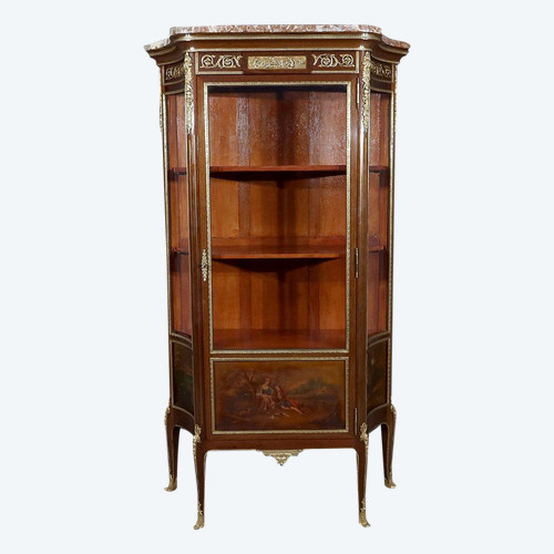 Mahogany display case, Louis XV Louis XVI Transition style - 1900