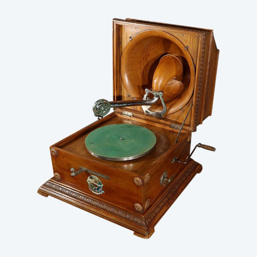 Pathéphone Reflex « COQ » Gramophone, coffret en Acajou Blond, 1912 – Début XXe