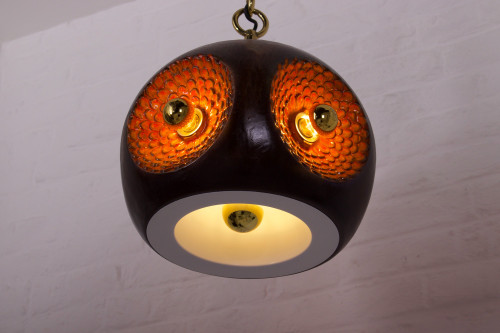 Hanging lamp in glazed ceramic & brass.