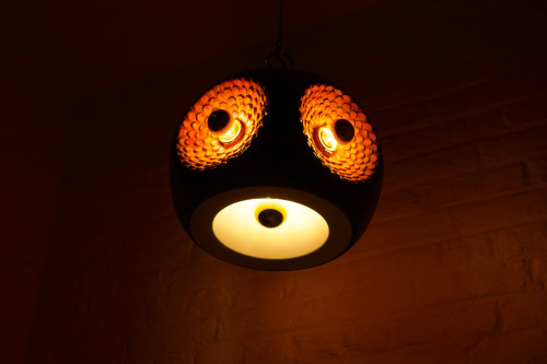 Hanging lamp in glazed ceramic & brass.