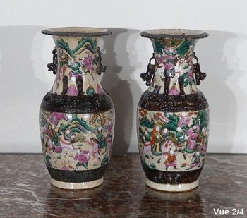  Pair of Nanjing Porcelain Vases, China - Late 19th century