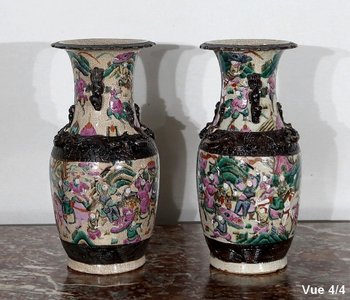  Pair of Nanjing Porcelain Vases, China - Late 19th century