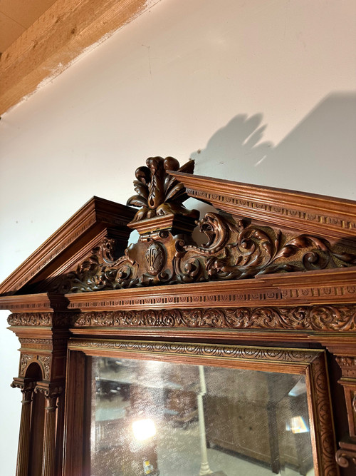 Neo-Renaissance walnut mirror