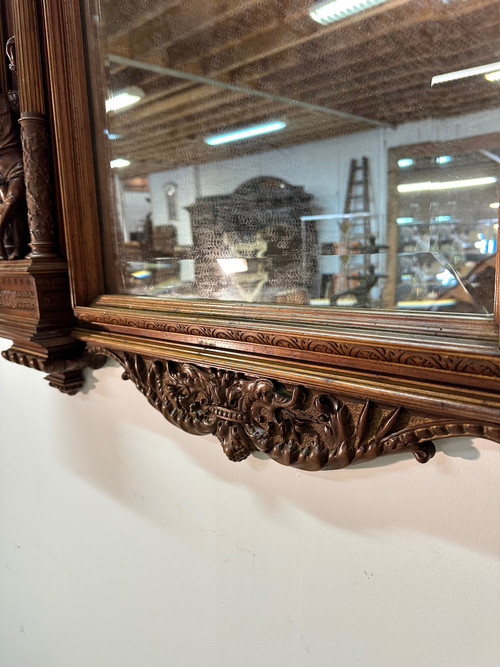 Neo-Renaissance walnut mirror