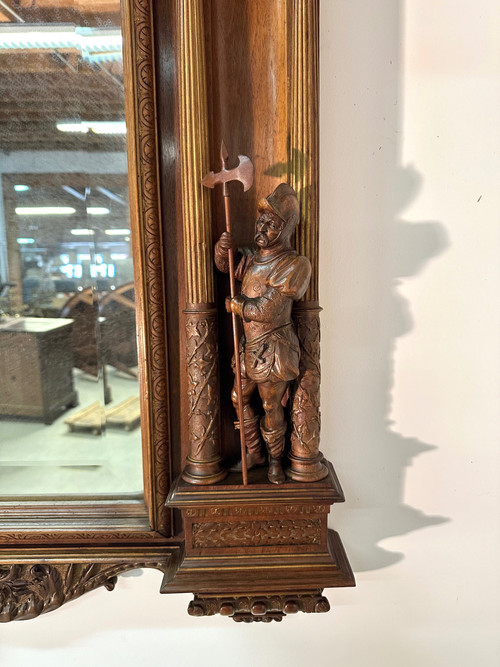 Neo-Renaissance walnut mirror