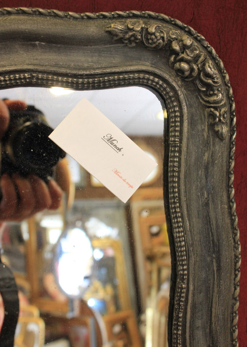 30 X 36 Cm Petit Miroir Ancien Napoléon III, Glace Mercure