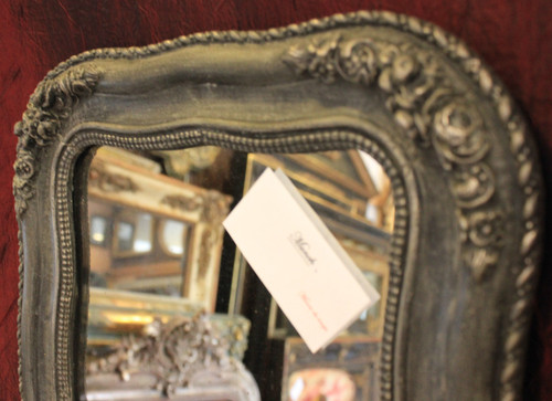30 X 36 Cm Petit Miroir Ancien Napoléon III, Glace Mercure