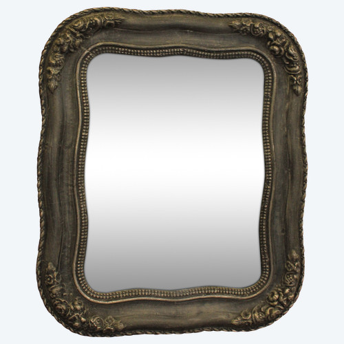 30 X 36 Cm Petit Miroir Ancien Napoléon III, Glace Mercure