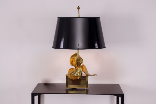 Lampe Anthurium en laiton doré