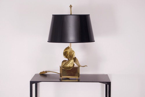 Lampe Anthurium en laiton doré