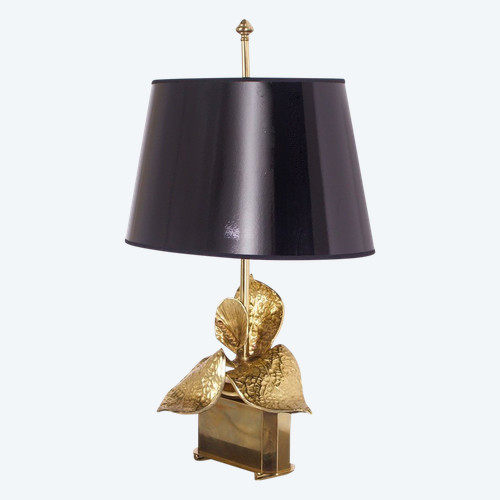 Lampe Anthurium en laiton doré