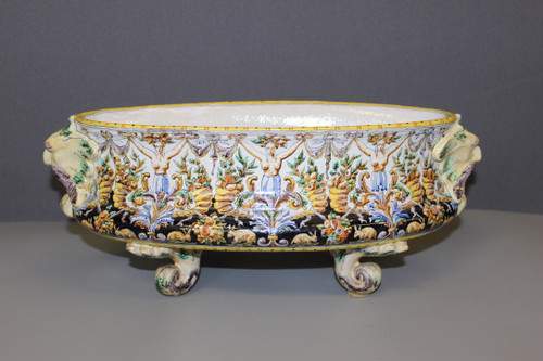 Jardinière En Faïence De Blois Di J. Tortat Fine XIX