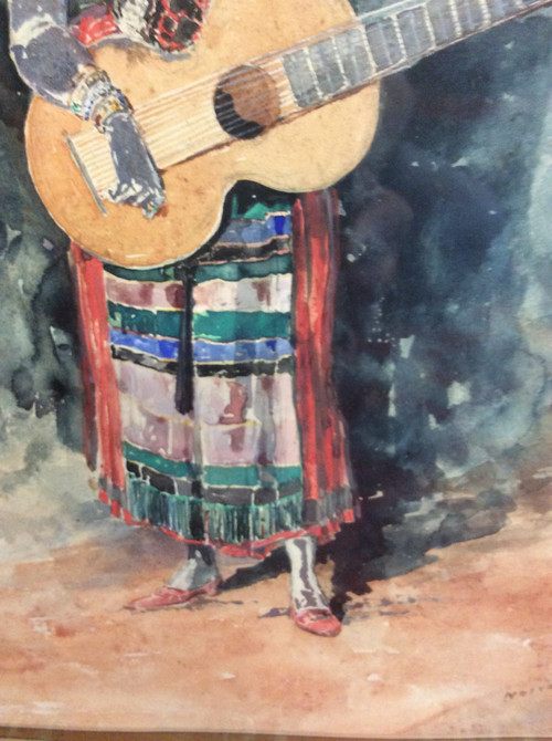 acquerello gitano con chitarra firmato Noivon