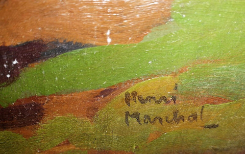 Paesaggio di montagna olio su tela firmato Henri MARCHAL (Nancy, 1878-1942)