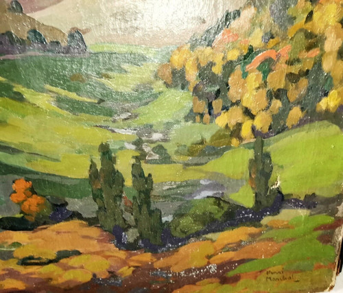 Paesaggio di montagna olio su tela firmato Henri MARCHAL (Nancy, 1878-1942)