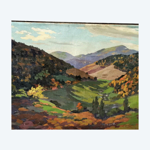 Paesaggio di montagna olio su tela firmato Henri MARCHAL (Nancy, 1878-1942)