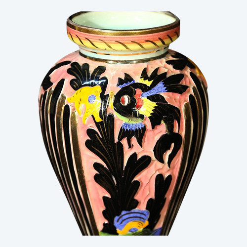 Vase en faïence  Signé"72 DPR Ceridazur Monaco"