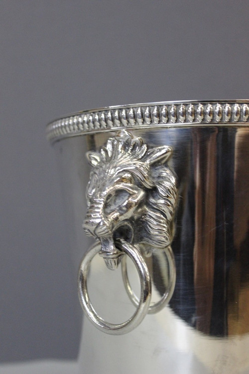 Silver Plated Champagne Bucket With Lions
